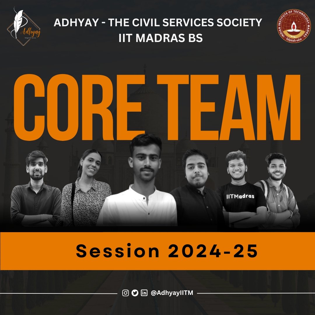 AdhyayIITM's tweet photo. 🌟We are thrilled to announce the newly selected Core Team for the session 2024-25! 🌟
These individuals have shown exceptional dedication, leadership, and passion for our mission to guide and inspire aspirants on their journey toward the civil services. https://t.co/WVKjD5vwnP