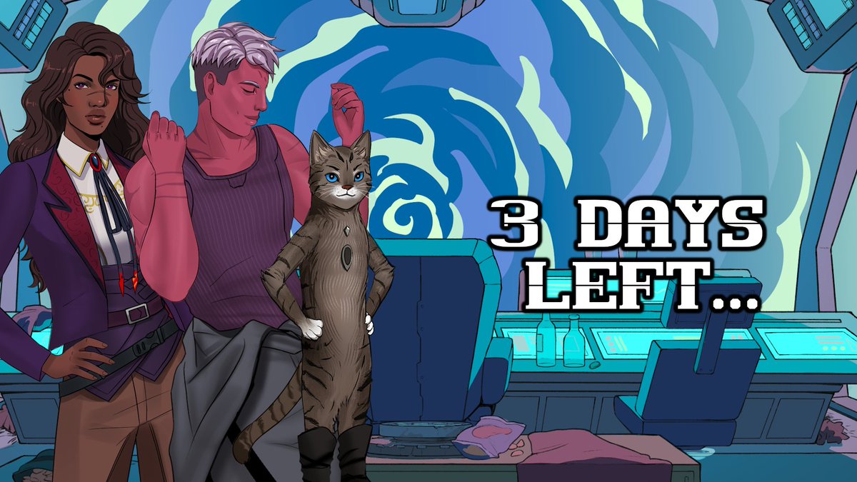 🚨3 DAYS LEFT for our Kickstarter campaign for Bitter Silver w/stretch goals to try to reach!🚨

Help fund an #indiegame love letter to Cowboy Bebop full of: 
‼️ lots of choice &amp; consequence
🎷 a jazz-filled OST
😺 a talking robot cat

Back now 👉 shorturl.at/uPW19