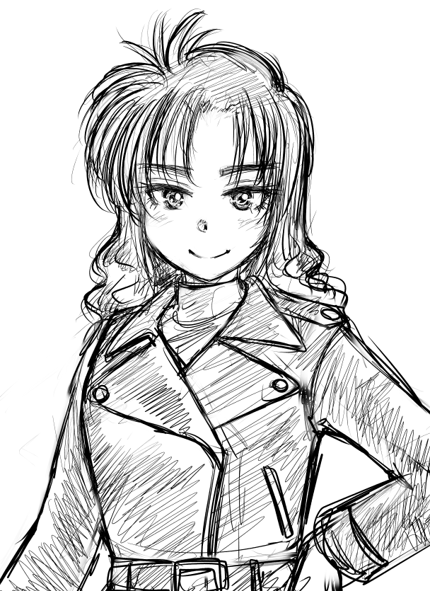 おやすみらくがき何となく90年代っぽい眉と髪。 