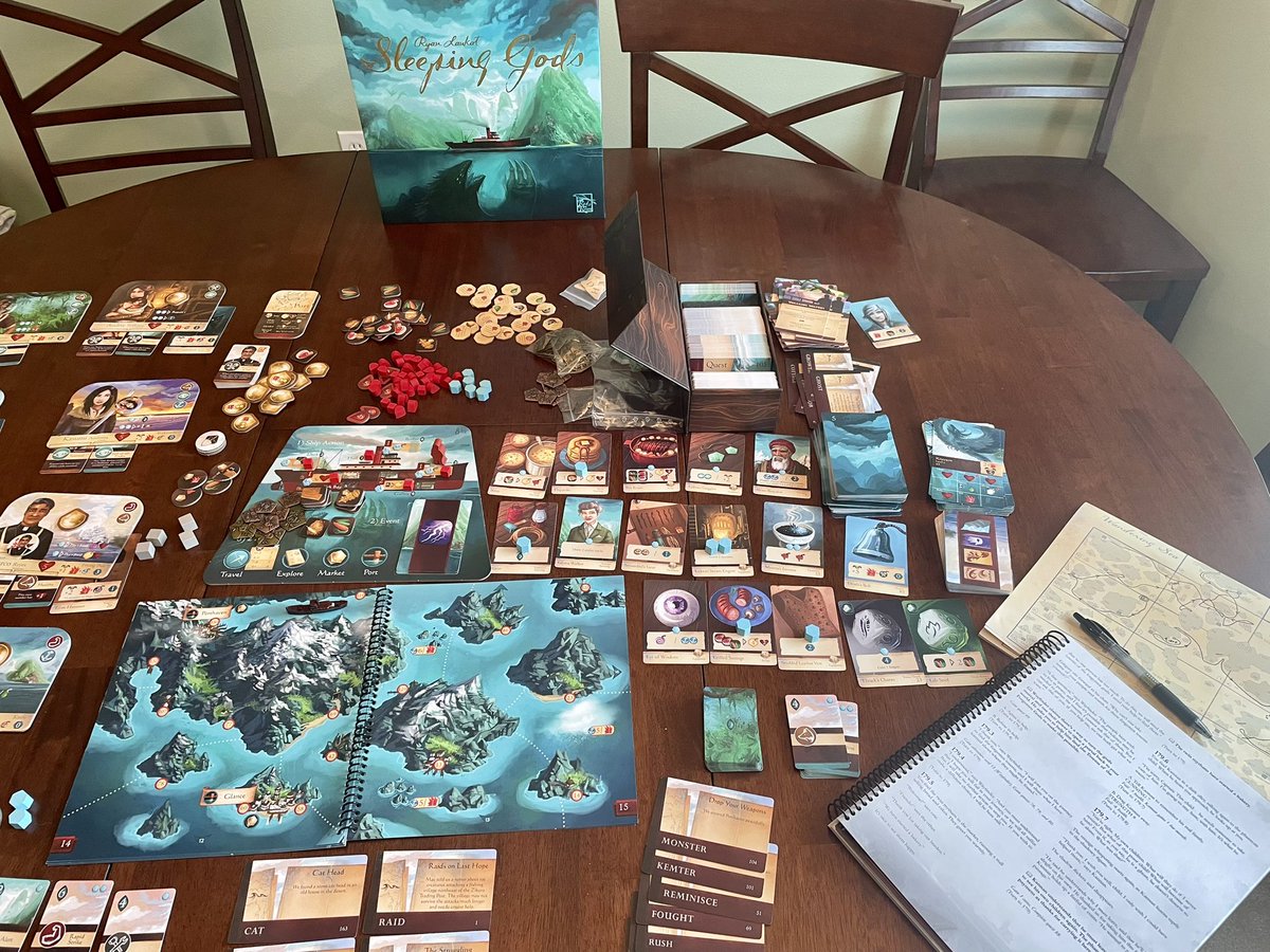 aktheodore's tweet photo. I’m a little late to the party but I spent the majority of yesterday playing a full solo campaign of #SleepingGods by @RedRavenGame.  What an amazing experience!  Mad props to Ryan for a monumental design!! https://t.co/rjL8ZxedY8