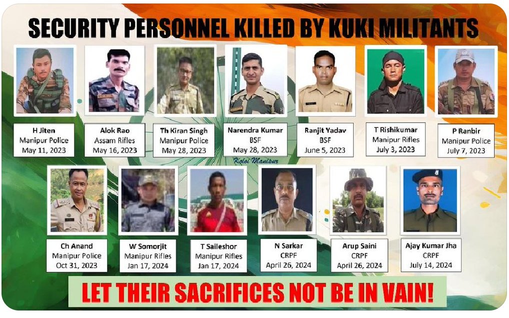 Deepak82413222's tweet photo. @Bimol27lyz @News18India 13 different force of our country Bharat has been killed by these foreigner kuki Jo from Burma, and the below 25 org are on soo (Suspension of operation) and thier are numbers of kukis group terrorist maximum of them are drugs traffickers, please revenge for ours soldiers martyr https://t.co/GlmAowdaCE