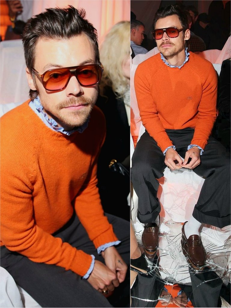 harry styles at paris fashion week today.