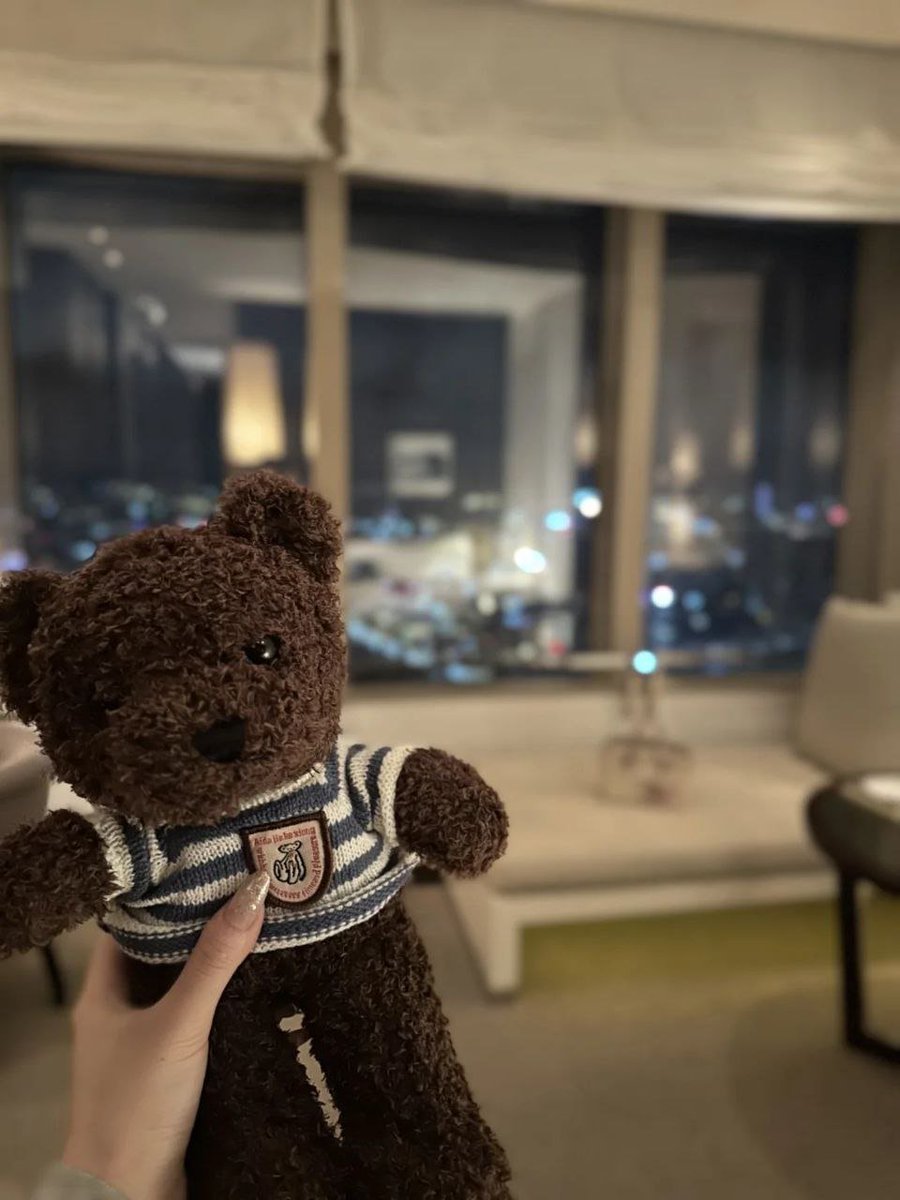 vang_brittneyd's tweet photo. Enjoy the warm time with the plush bear in the city night view 🧸✨ #NightGood #PlushToys #CityLights https://t.co/fQPGophx87