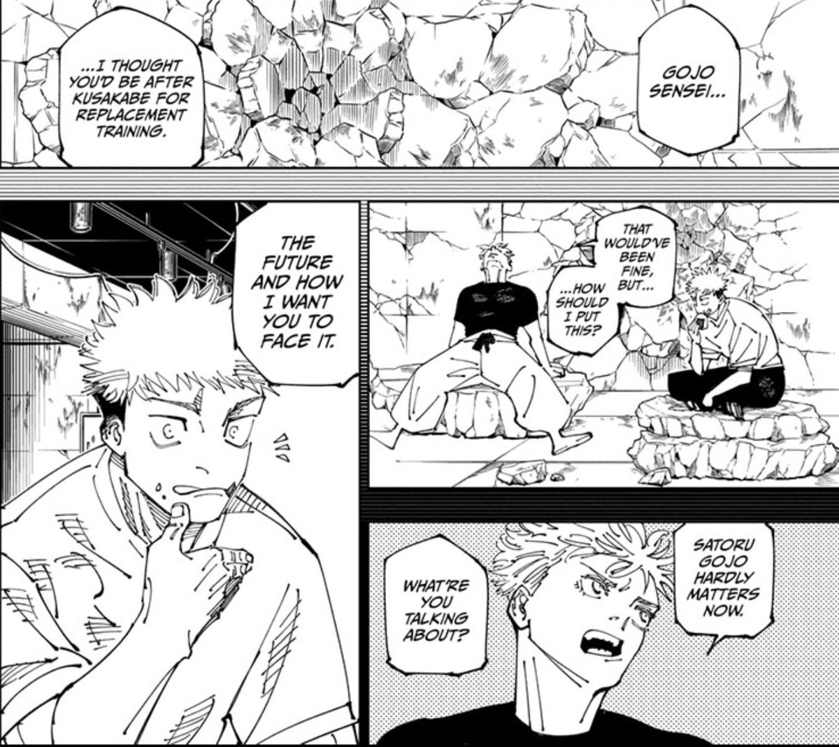 ShadzMangaOnly's tweet photo. Surpass me but without emulating me. Be your own person. The world of my dreams doesn't require another Satoru Gojo. I love this. Amen Gojo sensei. Bro was basically sure his dream would come true & due to that was able to untether himself from all other desires. Going into that fight unhindered, ready to lay it all down & enjoy himself to the fullest. 👏🏼
#jjk271 #ShadzJK #JujutsuKaisen271
