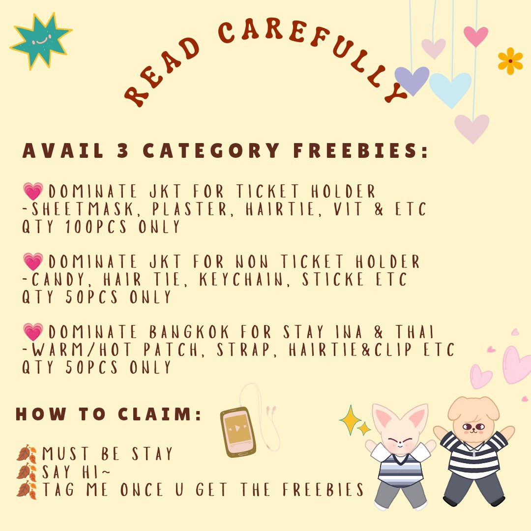 ☆ﾟ𝐒𝐊𝐙 𝐃𝐎𝐌𝐈𝐍𝐀𝐓𝐄 𝐅𝐑𝐄𝐄𝐁𝐈𝐄𝐒☆ﾟ

📍𝘎𝘉𝘒 𝘔𝘈𝘋𝘠𝘈 𝘚𝘛𝘈𝘋𝘐𝘜𝘔 Jkt
🗓 Dec 21 '24

📍𝘕𝘈𝘛𝘐𝘖𝘕𝘈𝘓 𝘚𝘛𝘈𝘋𝘐𝘜𝘔 Bkk
🗓 Dec 14 '24

Claim:
🖤read carefully each poster below
🖤greet me "hi selir hyunjin"
🖤tag me once u get the freebies

More info TBA💗