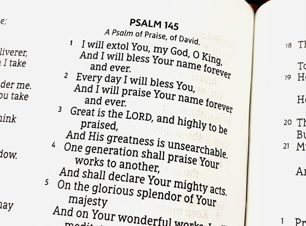 I will extol You, my God, O King,
And I will bless Your name forever and ever. 
Every day I will bless You, 
And I will praise Your name forever and ever. 
One generation shall praise Your works 
to another,
And shall declare Your mighty acts. 
Psalm 145:1-2, 4
#iLoveSundays