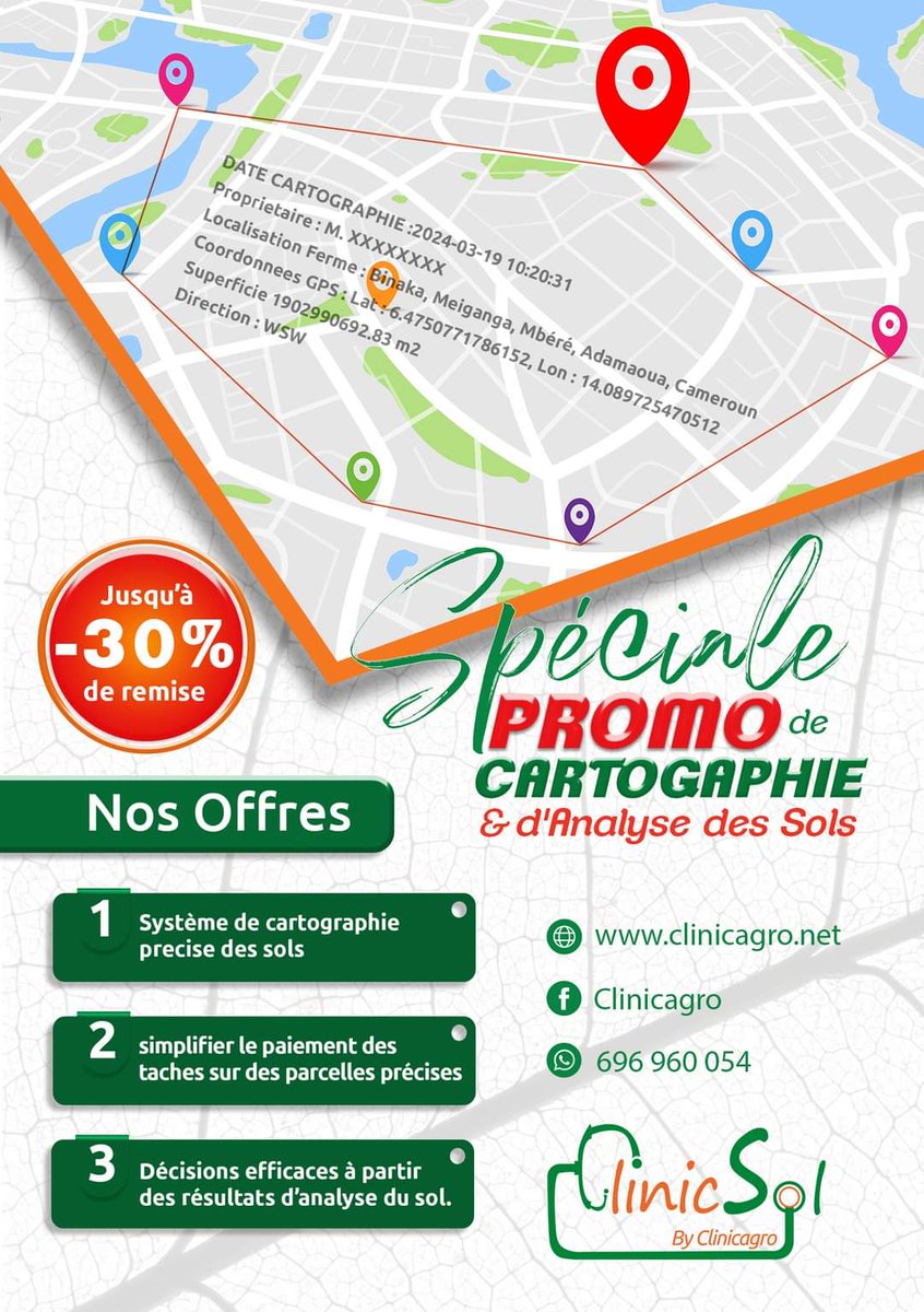 Agriculteurs, boostez vos rendements avec notre analyse de sol à distance en 24h !  Obtenez des résultats complets sur le pH, nutriments clés (NPK), et bien plus, avec des recommandations personnalisées pour vos cultures. Contactez-nous au 237696960054 et améliorez vos récoltes !