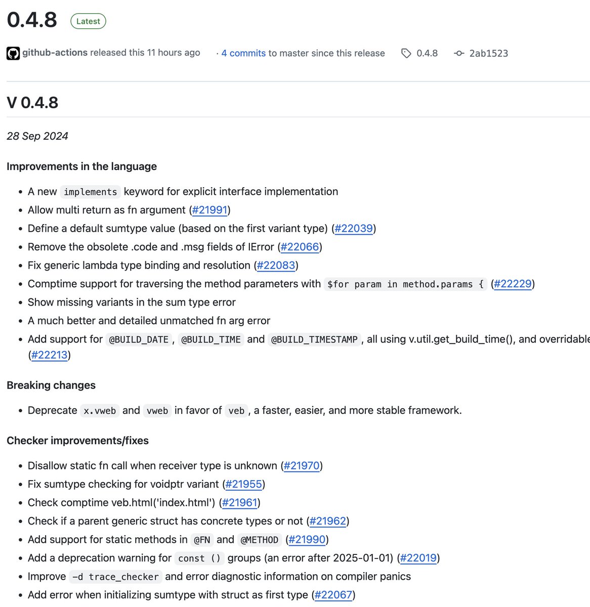 v_language's tweet photo. V 0.4.8 is out!

250+ items in the changelog:

https://t.co/PmoTkelaHe https://t.co/D4gN0PBFcf
