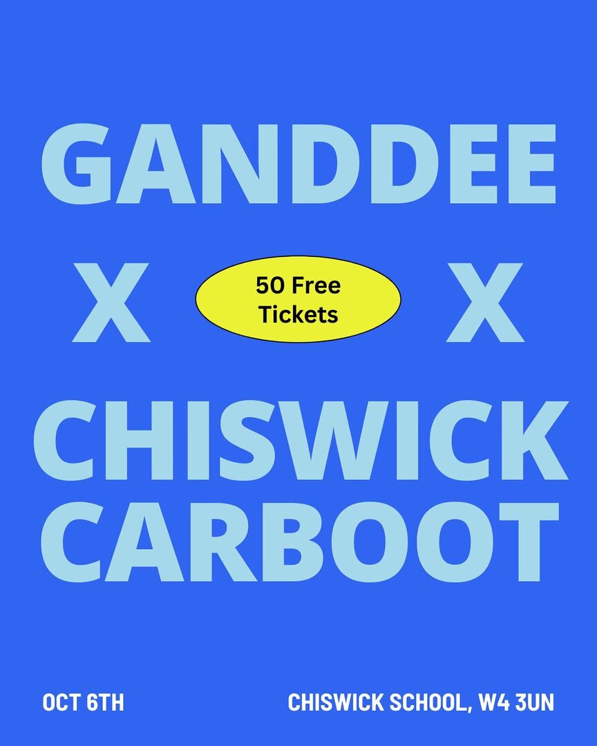 Ganddee is joining forces with Chiswick Carboot to offer 50 tickets for the Oct 6th sale!

To benefit, you must:

1. Head to the car boot sale with the Ganddee app on your phone
2. Get a member of the car boot to swipe your free ticket on Ganddee app 
3.… instagr.am/p/DAf-9Gzo6ha/