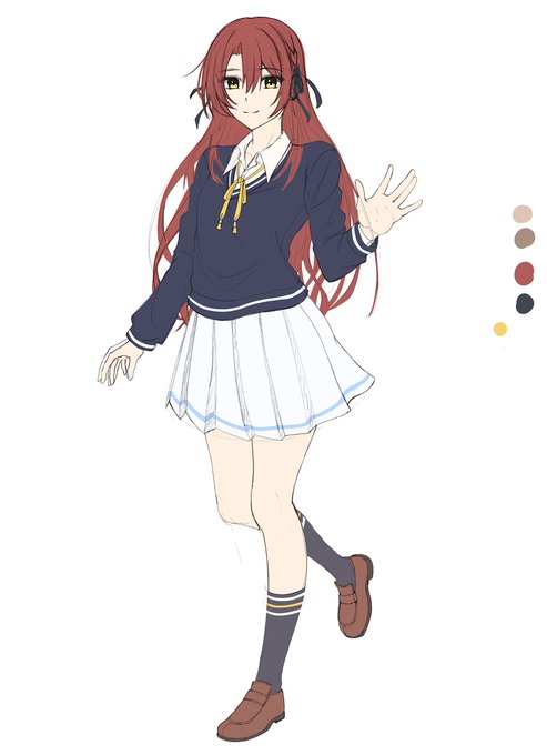 新キャラ立ち絵のラフです。

スカートは白はやめといたほうがいいってことで、まぁありきたりですがグレーにでも変更しようと思います。

セーターはクリーム色っぽいのも考えたんですが、紺っぽいのにしました。 