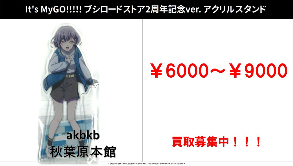 MyGO!!!!! ブシロードストア2周年記念Ver アクリルスタンド 千早愛音