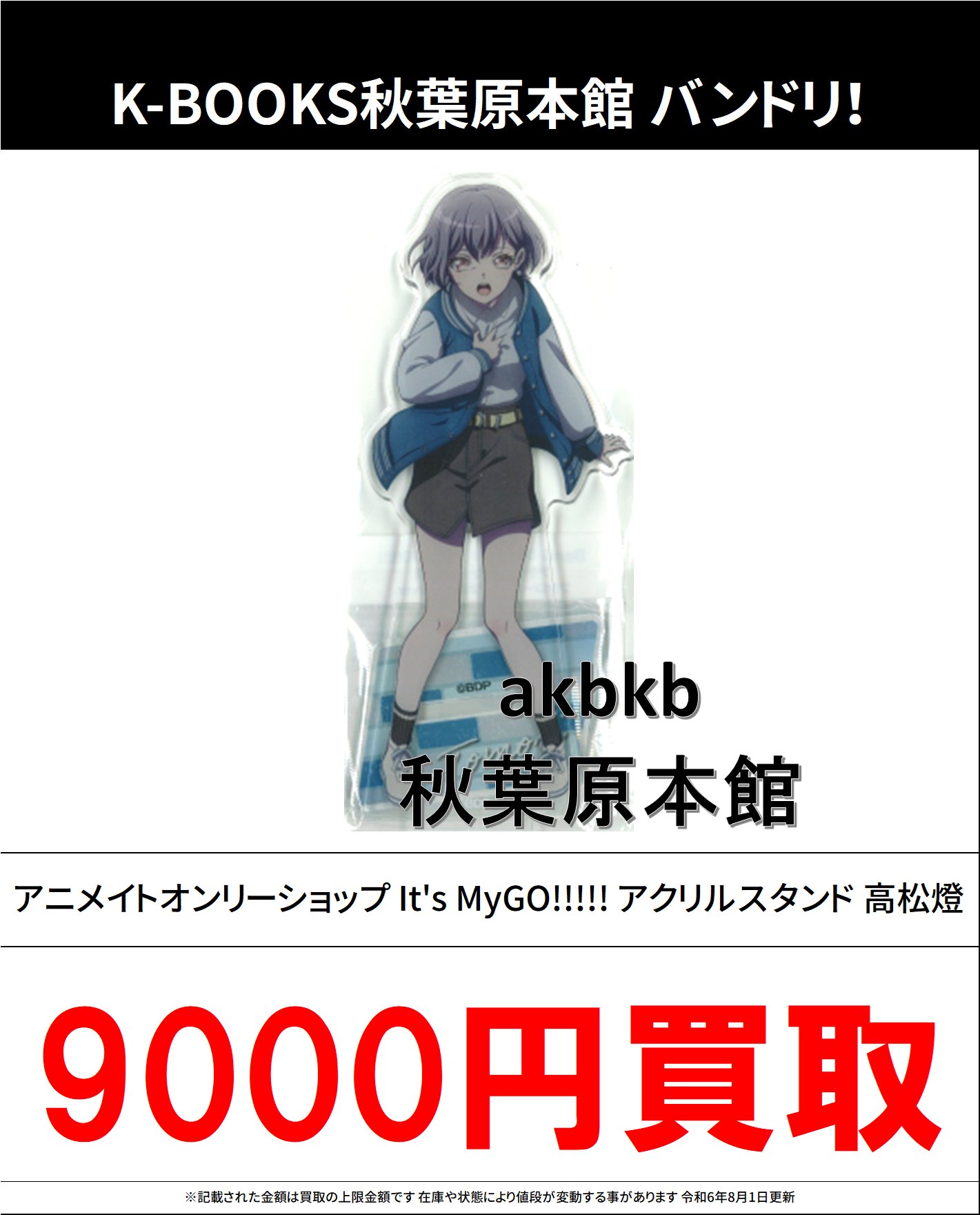 MyGO!!!!! ブシロードストア2周年記念Ver アクリルスタンド