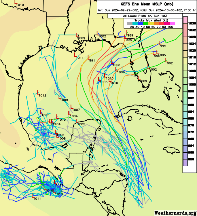 The trend is not our friend.
Odds are increasing of another storm developing in the western Caribbean on Tue-Wed then tracking northward into the Gulf on Thu-Fri. A track toward Florida is what the models have been showing, with a possible landfall on Sat-Sun. Stay tuned!!