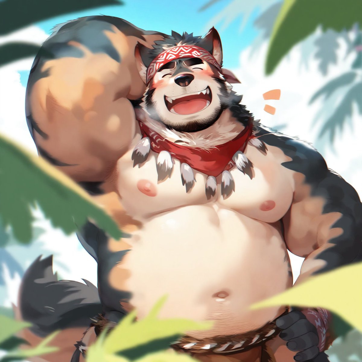 你穿越到了異世界，在危機關頭時他救了你。
「抱歉啊，剛才一時情急，抱你抱得緊了些，方才剛訓練完還沒來得及沐浴，身上味道許是比較大，你莫嫌，你莫嫌，哈哈哈！」