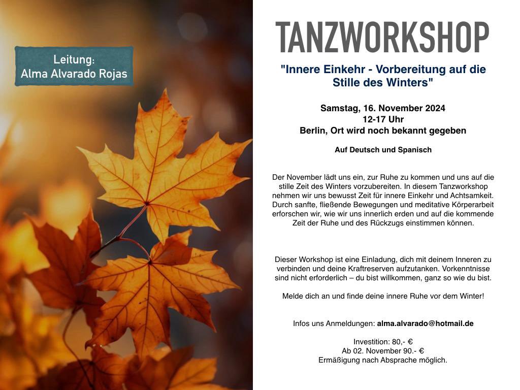 biodanzaberlin's tweet photo. Tanzworkshop in November in Berlin! Deutsch/Spanisch. Infos: alma.alvarado@hotmail.de https://t.co/OrV0nvJeDU