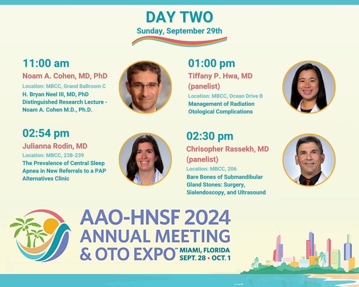 Penn_ENT's tweet photo. Welcome to day two of the 2024 @AAOHNS Annual Meeting and OTO EXPO! View the schedule for our faculty presenting today. ππ
#OTOMTG24 #IamOTO #ENT #Academy #OTOEXPO https://t.co/i31tW4N7LC