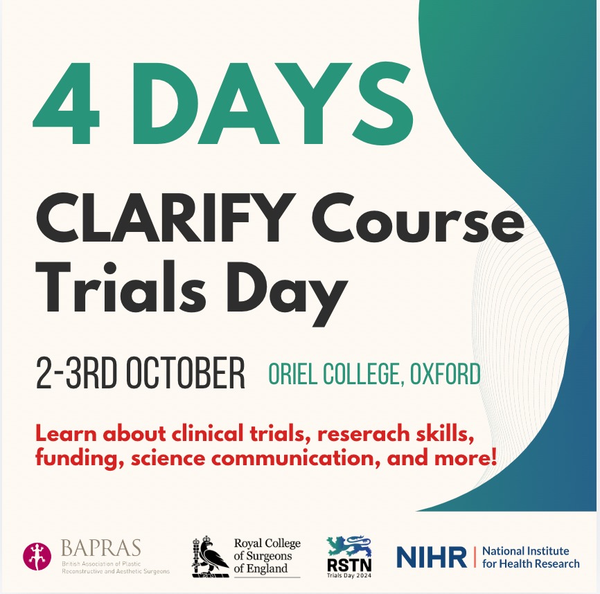 We are nearly there with the CLARIFY Course and RSTN Trials Day! Still time to get signed up! Make sure we see you there at Oriel College!