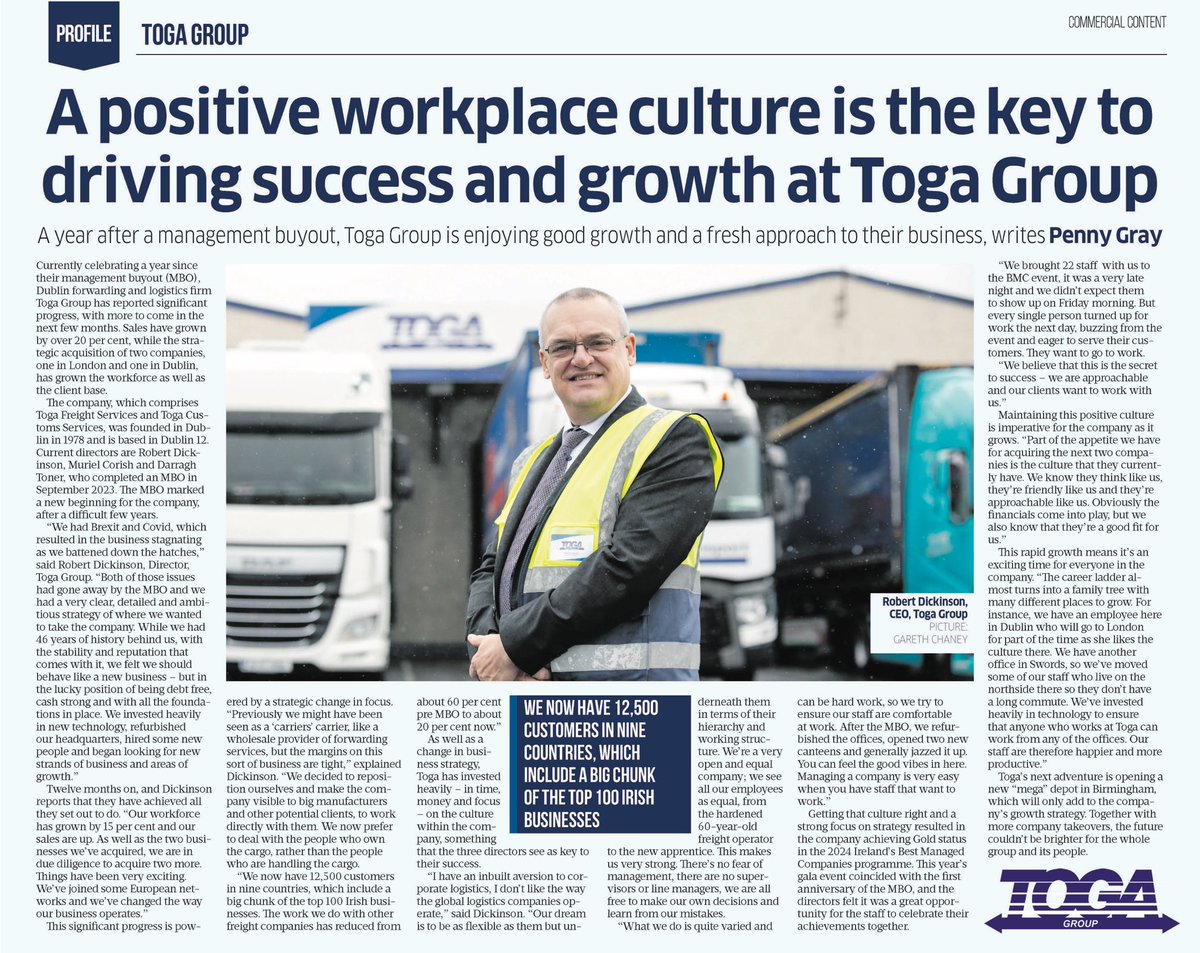 Nice feature about <a href="/TogaFreight/">Toga Freight Services Ltd</a> in the <a href="/businessposthq/">Business Post</a> today.