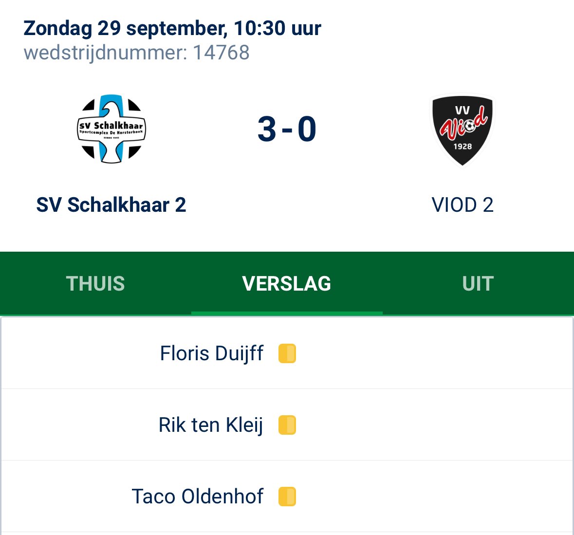 Na een valse start vorige week, pakken we vandaag een mooie 3-0 overwinning! + een mooi kaartje voor <a href="/Floirus/">Floris Duijff</a>