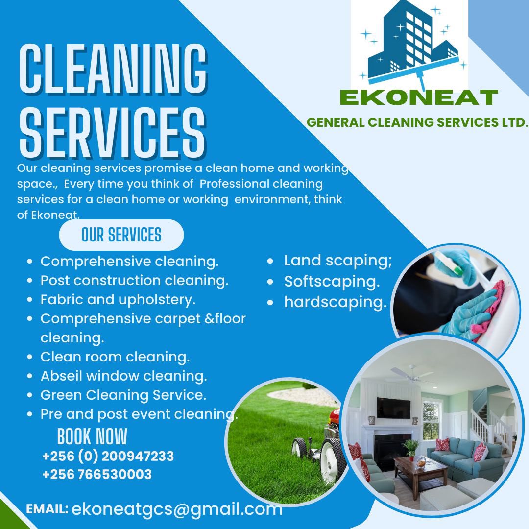 ekoneat_gcs's tweet photo. What’s up Kampala, Ekoneat is here to ensure that you live in a clean environment because your health matters. We provide exceptional cleaning services to both commercial and residential areas. Contact us today to book your appointments. https://t.co/BXRUS3uqD7