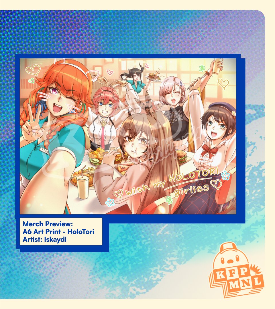 🐔#KFPMNL Artist &amp; Merch Showcase🐔

Announcement, announcement!
#Holotori has stopped by for birb-brunch! Can someone check on that new intern, though? I hope she's okay...

Get this art print when you avail of our merch bundles! Links in the replies! 🐣

Art by <a href="/Iskaydi/">iskaydi | COMMS OPEN |</a> 🐣✨