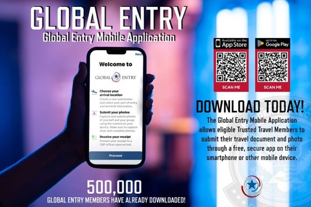 CBP's tweet image. Get processed and vetted upon arrival and share your admission status with a @CBP officer all with your mobile device to enhance efficiency and reduce touchpoints! More 👉 go.dhs.gov/Jud