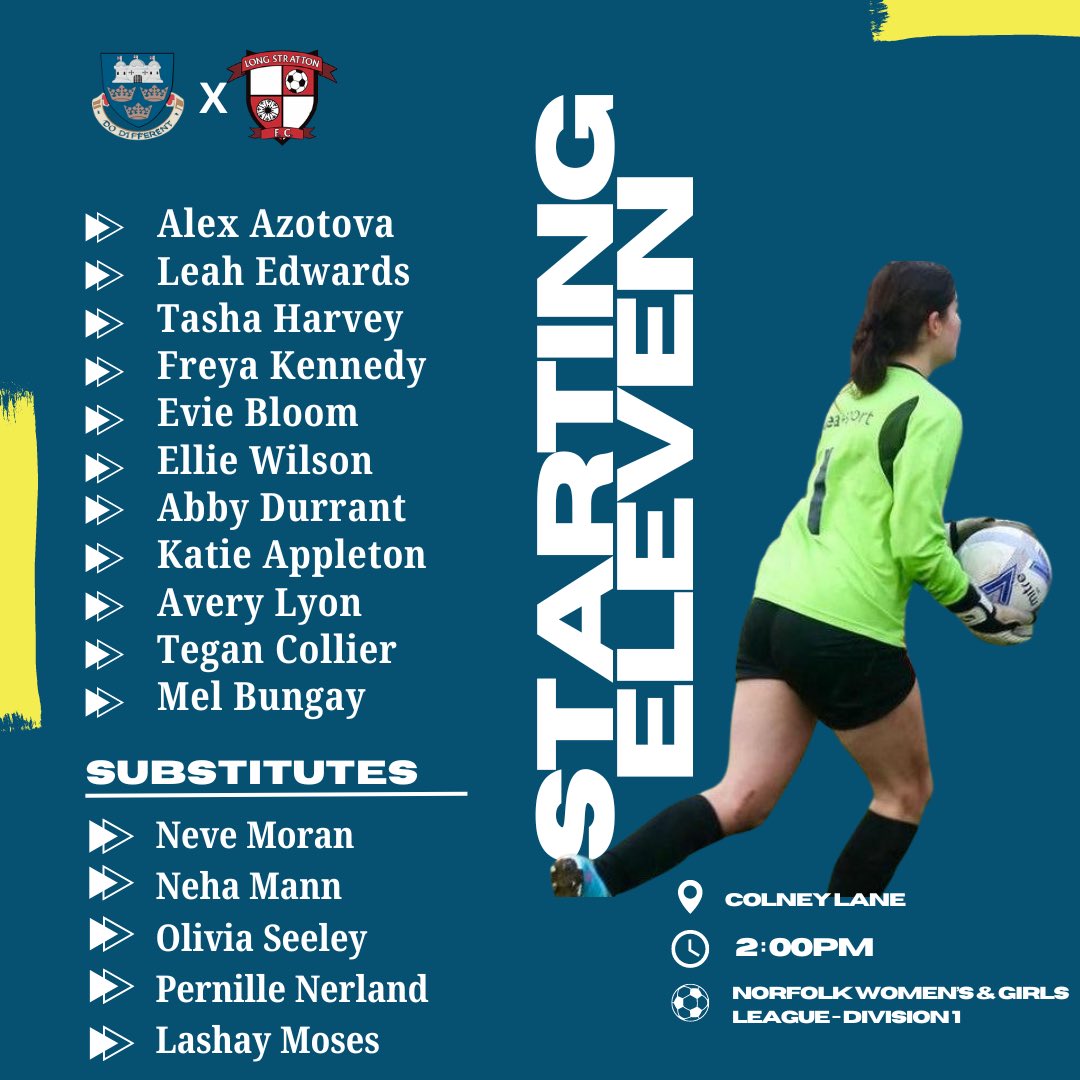 UEA Women's Football Club (@ueawfc) on Twitter photo Hereโs how we line up against <a href="/LStrattonWomen/">Long Stratton Women</a> this afternoon!
Get down to Colney Lane for a 2pm KO, and cheer on the girls๐ Hereโs how we line up against <a href="/LStrattonWomen/">Long Stratton Women</a> this afternoon!
Get down to Colney Lane for a 2pm KO, and cheer on the girls๐