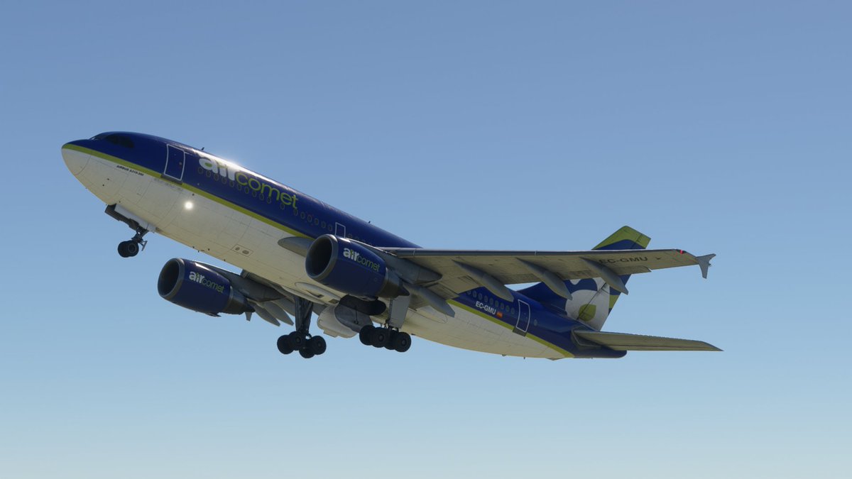 FlightDeck_PMI's tweet image. Dejamos la capital española para volar a Londres-Gatwick, donde nos esperaban unos maravillosos 20kt cruzados a 80º del eje de la pista...

#A310 #Inibuilds #MSFS