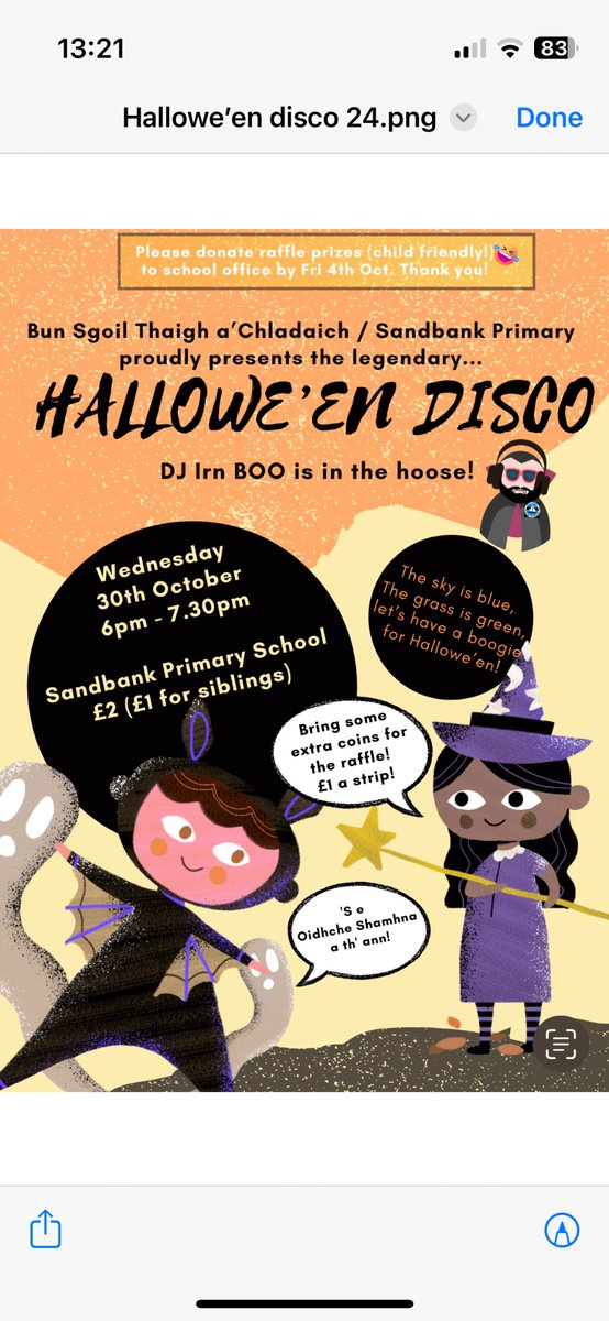 🎃 Halloween is fast approaching! 🎃
Please find attached information about our upcoming Halloween disco and how to hand in donations for raffle prizes. It's sure to be spooktacular! 👻
#Halloween2024 <a href="/abc_OCTF/">Argyll and Bute Council Education Service</a>