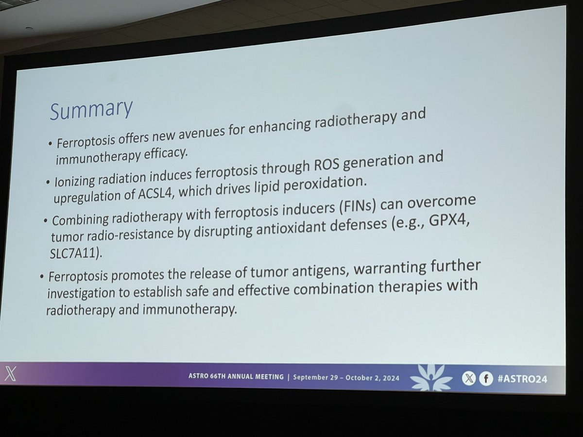 Learning about the process of ferroptosis. Any potential to link to iron oxide for selective targeting? Above my knowledge level, but it makes me curious 🤔 #radbio #ASTRO24