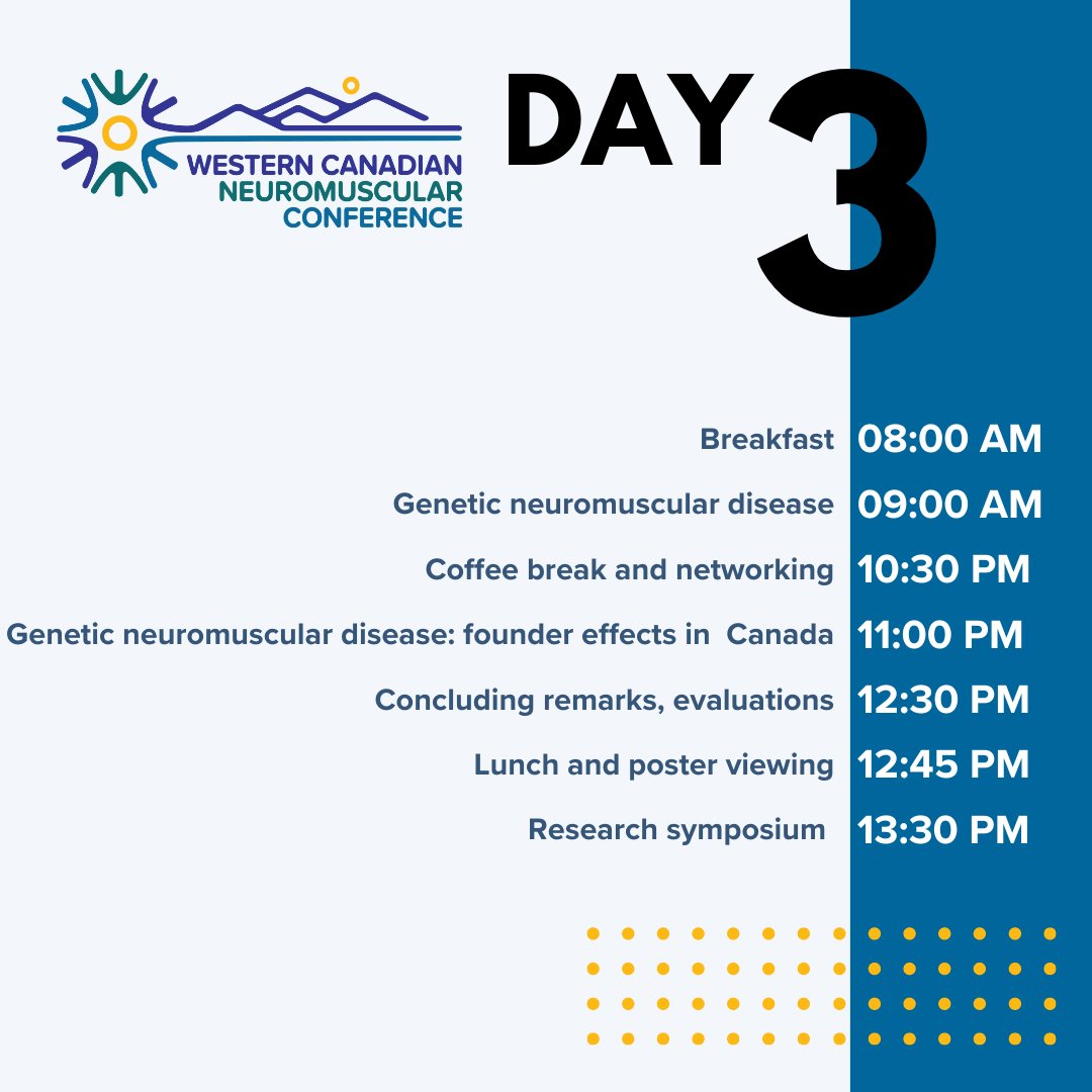 We’ve reached the final day of the #WCNMC2024 and what an incredible journey it’s been! 

Over the past two days, we’ve shared knowledge, fostered collaboration, and worked together to advance the neuromuscular field.  Looking forward to a great finish to the day!