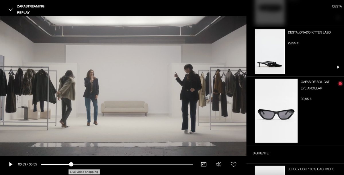 Por fin ha llegado ⛵️ un gigante 🚀 a la industria del *Live Shopping* en 🇪🇸: ¡¡Zara Streaming!!

Una apuesta 🎰 para situar esta nueva forma de interactuar 🎥 con el usuario 🙋‍♀️ 🙋🏻‍♂️ en el foco del consumo 🤑 masivo.

zara.com/es/es/zara-str…