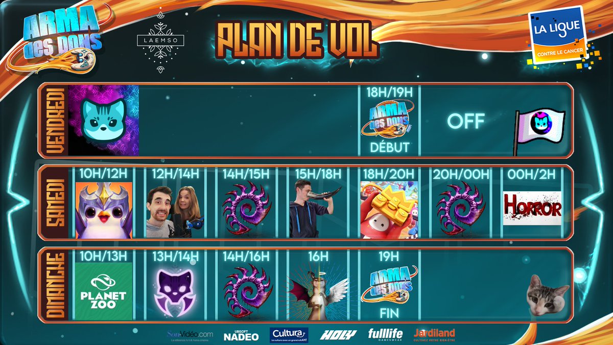 C'est le week end prochain !

Début de l'Arma vendredi 18H et début pour nous samedi 10H 😊

 J'suis vraiment hype de passer ce week end avec vous pour récolter des fonds pour la ligue contre le cancer