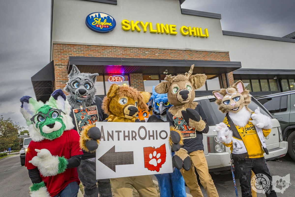 The adventures of Dawn, Dash, and their friends lead to a quick stop at <a href="/Skyline_Chili/">Skyline Chili</a>. With their pockets full of oyster crackers, they continue their search for AnthrOhio.

#FursuitSunday #Columbus

AnthrOhio.org