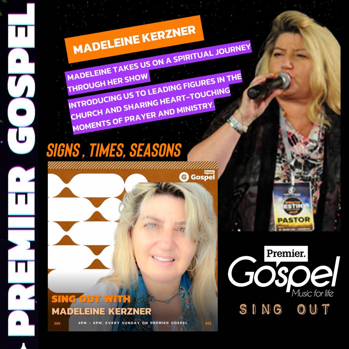 MadelineKerzner's tweet image. Yes today we begin the journey 
Signs - Times - Seasons 
on #singOut 4-6pm premiergospel.plus