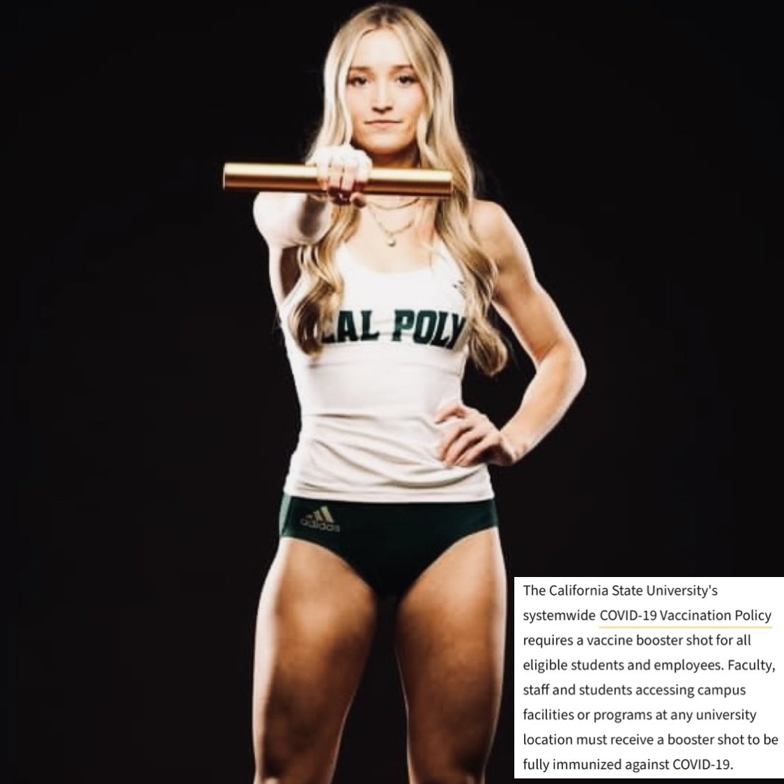 Track Star Shelby Daniele has died suddenly from a brain aneurism.

The 23-year old was a world class athlete at Cal Poly, and had just earned her masters degree.

California Polytechnic State University required students to be vaxxed for attendance and pressured hold outs to