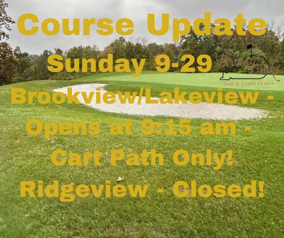 BooneGolf's tweet photo. Course Update - 9/29 https://t.co/LsYDsrRdQQ