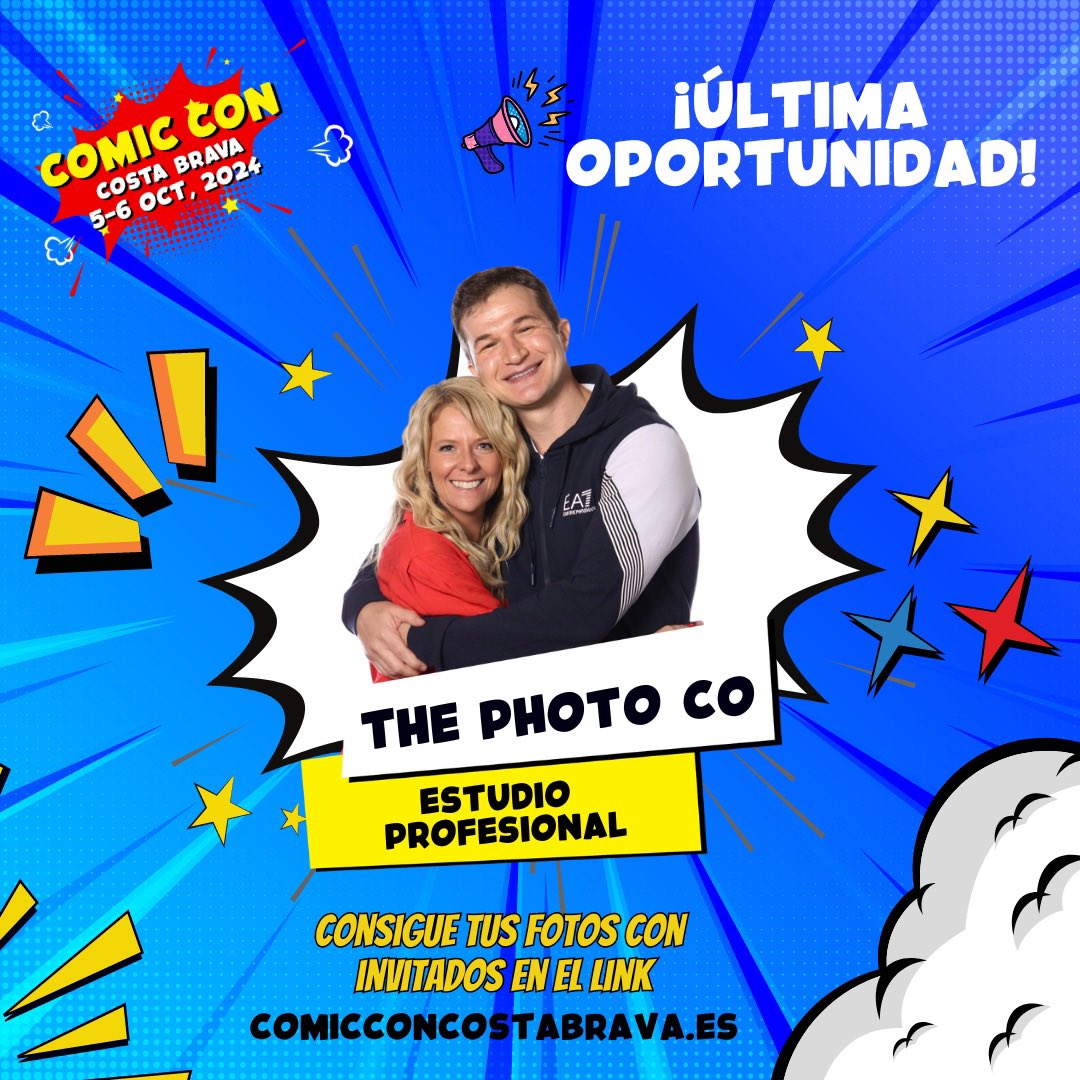 Última chance para reservar tus fotos profesionales con los invitados en nuestro estudio de la convención. Si reservas ahora, te ahorras el incremento del precio el día del evento. La tienda estará abierta solo hasta el viernes, ¡así que corre a asegurar tu sesión!