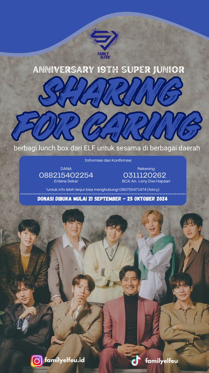 Nndaa9_'s tweet photo. ELF Do Your Magic🧚♀️
ELF ayo berbagi Lunch Box untuk sesama dalam rangkah "Anniversarry 19th @SJofficial"
Sharing for Caring with @familyelfeu
More info & detail?
WA only : 085755471474 (Febry)
#SUPERJUNIOR #everlastingfriend #SuperJuniorDnE #SuperjuniorLSS #SuperjuniorKRY https://t.co/JFX1yrZBAF