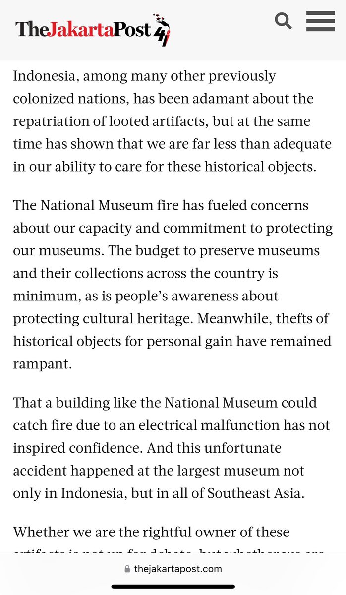 MalayaSingapore's tweet photo. @klaasm67 Wat lees ik nu in #JakartaPost?
De #Indonesiers kunnen niet eens voor deze historische kunstschatten zorgen 🧐
Musea in #Jakarta zijn gesloten en ze ontbreken de financiële middelen om goed voor deze kunstschatten te kunnen zorgen
Wat een schandaal❗️@FederatieIndo @MinisterOCW https://t.co/Odn1uWkaVs