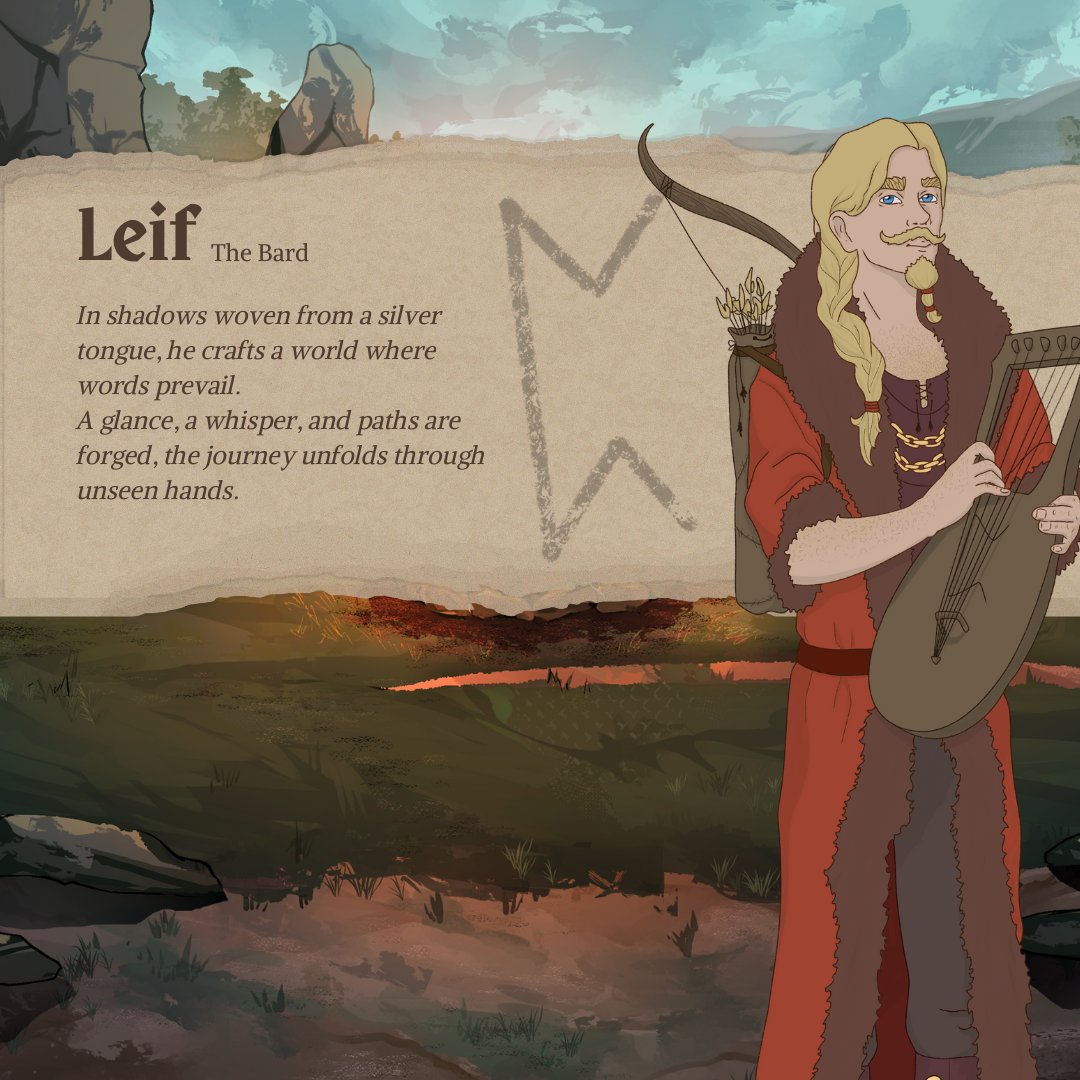 ourwill_game's tweet photo. Meet Toldr, the silent and formidable warrior, and Leif, the charismatic bard of Our Will! 📜 
Will Toldr's strength and Leif's cleverness overcome the odds, or will challenges test their resolve?
The journey of Our Will is in your hands! ⚔️ https://t.co/sMw8E63wZF