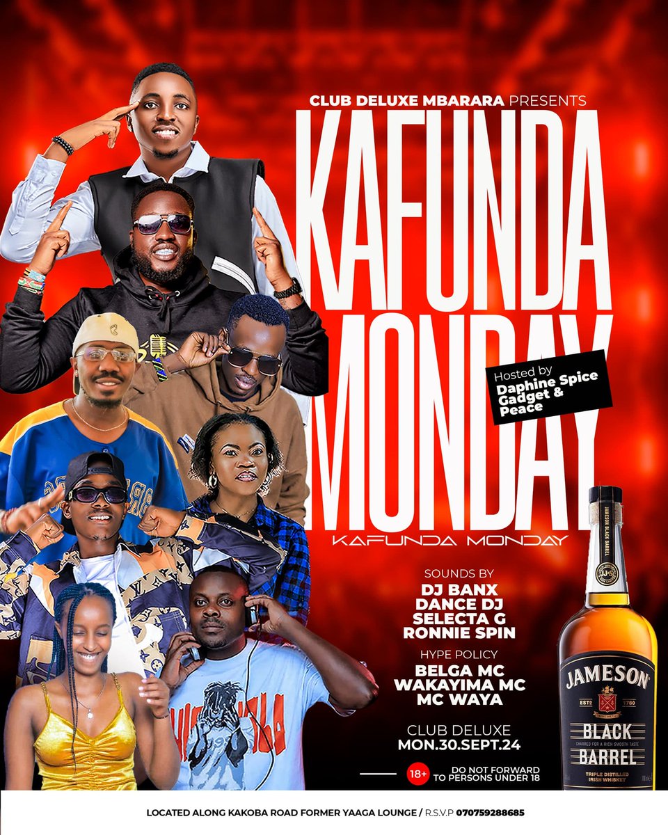 shanbae012's tweet photo. #KafundaMondays  Starting the week right with a Monday party! @ClubDeluxeMbra Kafunda Mondays got you covered 🎉 #DeluxeKafundaMondays
@DjBanx
@BelgaLive1997
@Mc_wakayima
@DanceDjOfficial
@SelectaG
@DjRonnieSpin
@McWaya https://t.co/ysP2na4ISY