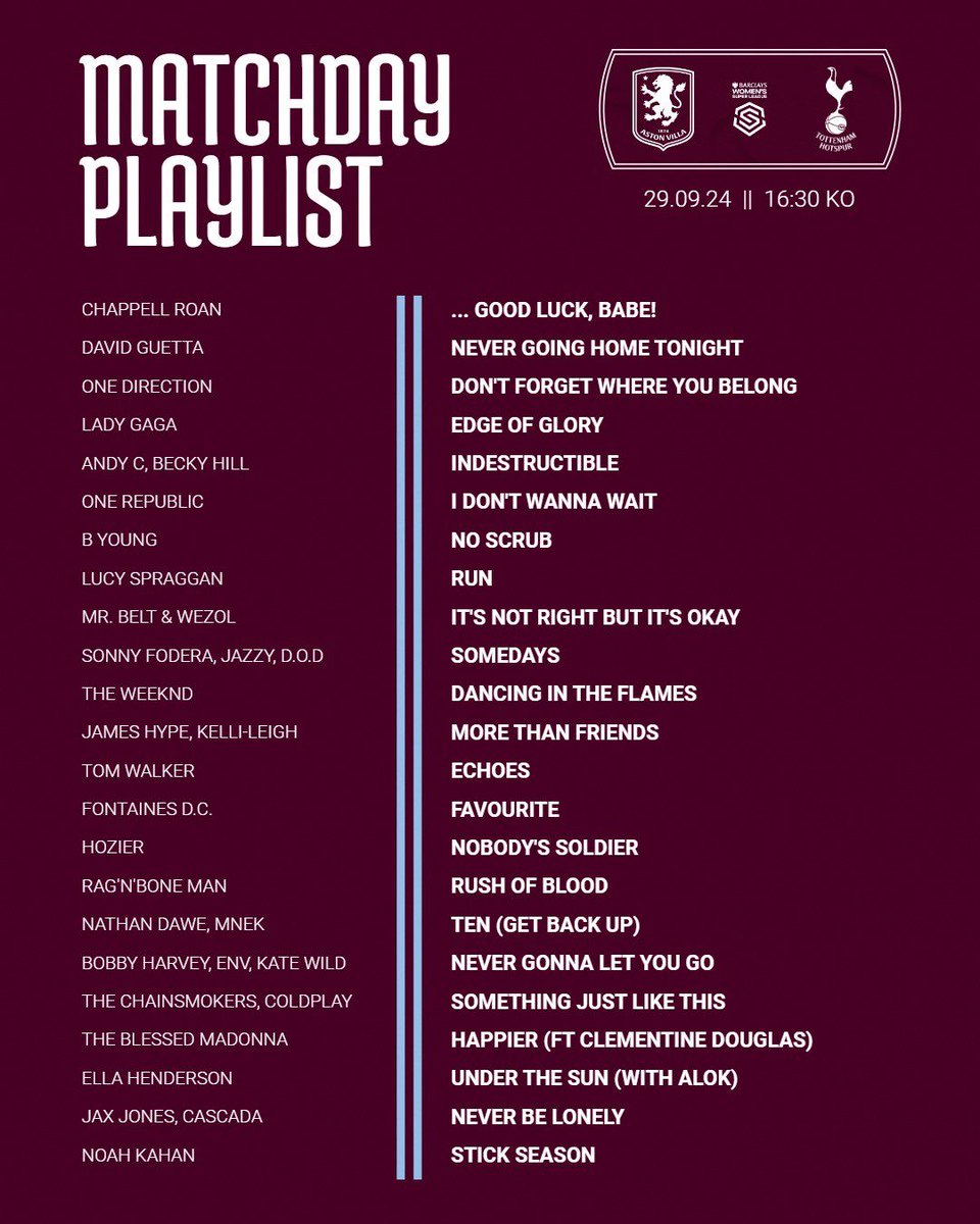AVWFCOfficial's tweet photo. Today's matchday music 🕺🎶 https://t.co/vBC2Mw7tsK