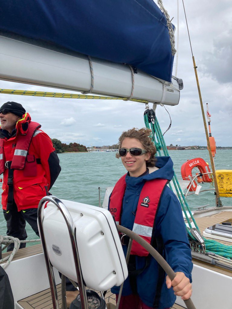 Back on dry land after a lively sail around Portsmouth and over towards Ryde. We saw the spot where the Mary Rose sank. Great teamwork all round!