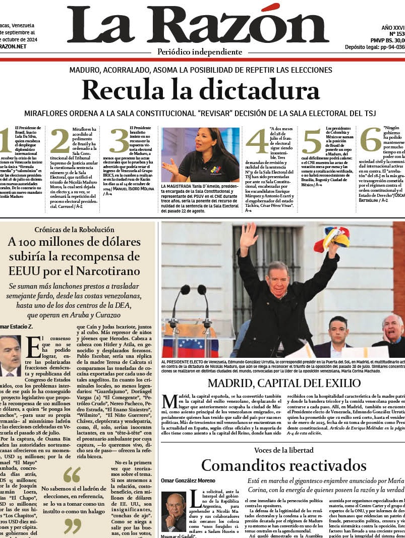 LaRazon__'s tweet photo. El #Megafraude a la Sala Constitucional #portada @LaRazon__ #29Septiembre #EdiciónImpresa https://t.co/XuwmzdlLYn