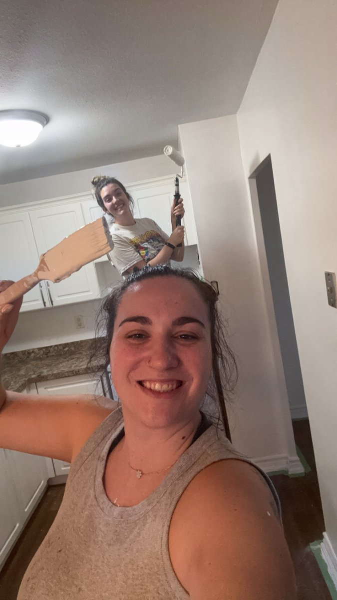 MissBaker2017's tweet photo. The teacher/nurse duo that paints together, stays together! I’m so lucky to have a friend who helped me paint all day, before her 7am shift! 🎨 https://t.co/T26zYVgW1h