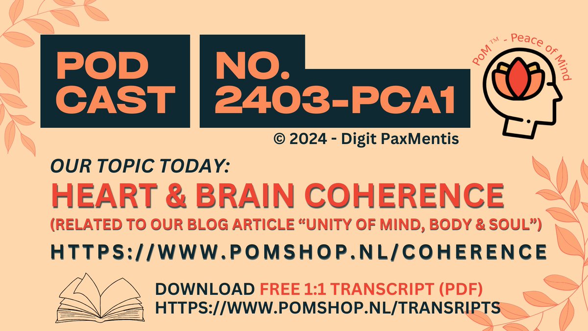 ✨ New Podcast Episode! ✨ Discover "COHERENCE" with PoM's new Podcast and unlock the path to a happier, healthier you!  (inclusive downloadable transcript) Listen here: youtu.be/yDCfVJRqhmg #podcast #coherence #wellbeing #brain #HeartCare