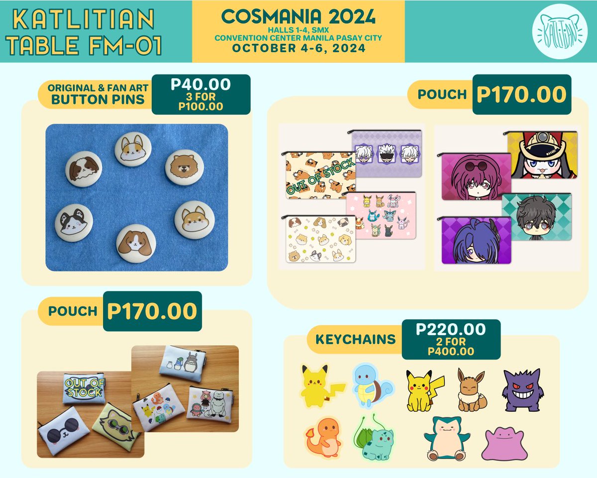 [RTs &amp; likes 🙏🏻]

1/3

My catalog for #CosMania2024 

I am located at table FM-01 and I will be sharing the table with @clickandst1ck &amp; @beastquit 

#FanFairatCosplayMania2024 #CosplayMania2024