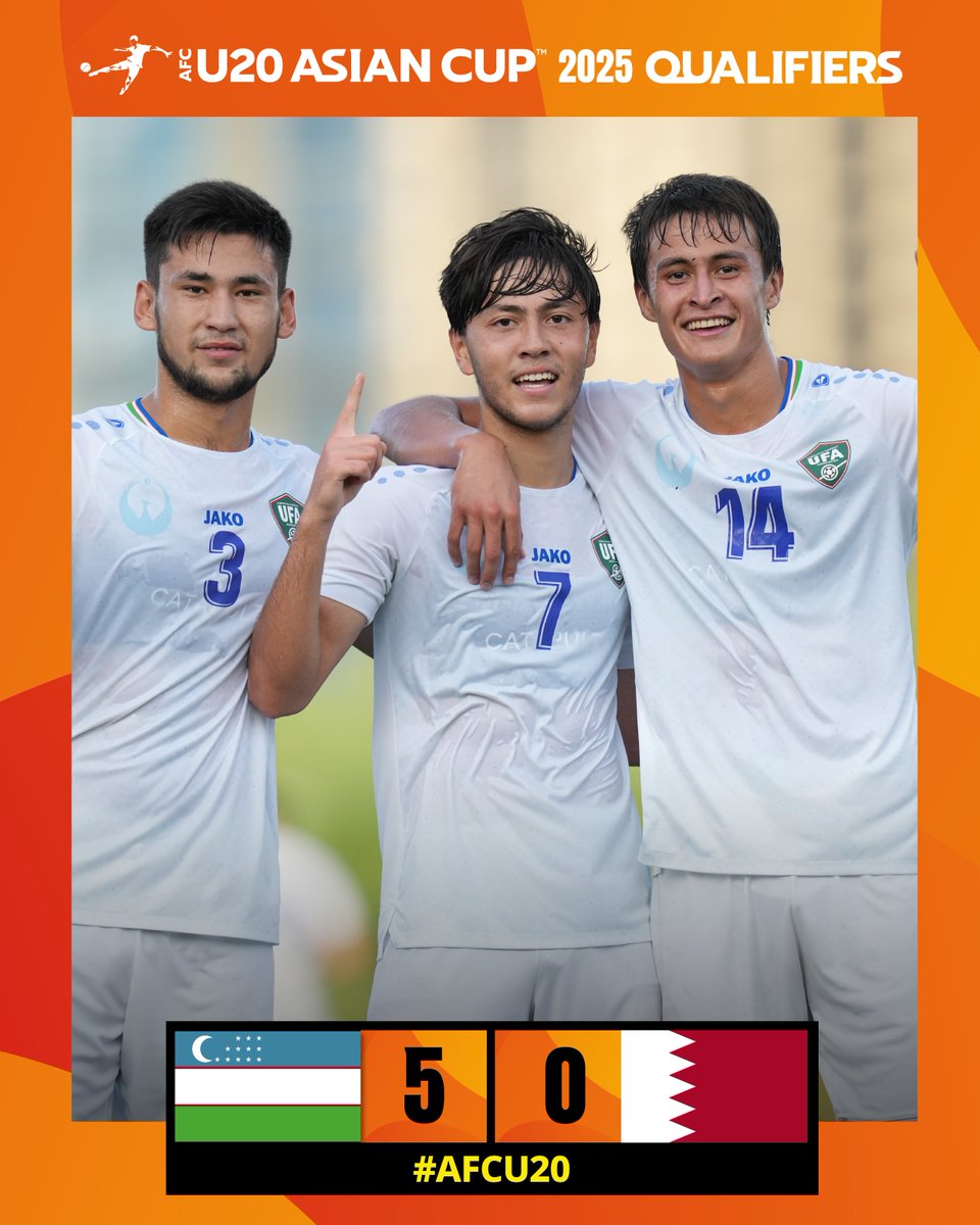 afcasiancup's tweet photo. 🇺🇿 Uzbekistan are #AFCU20 Qualifiers Group B winners as 🇰🇭 Cambodia await their qualification fate! https://t.co/ylMsZGrsd8