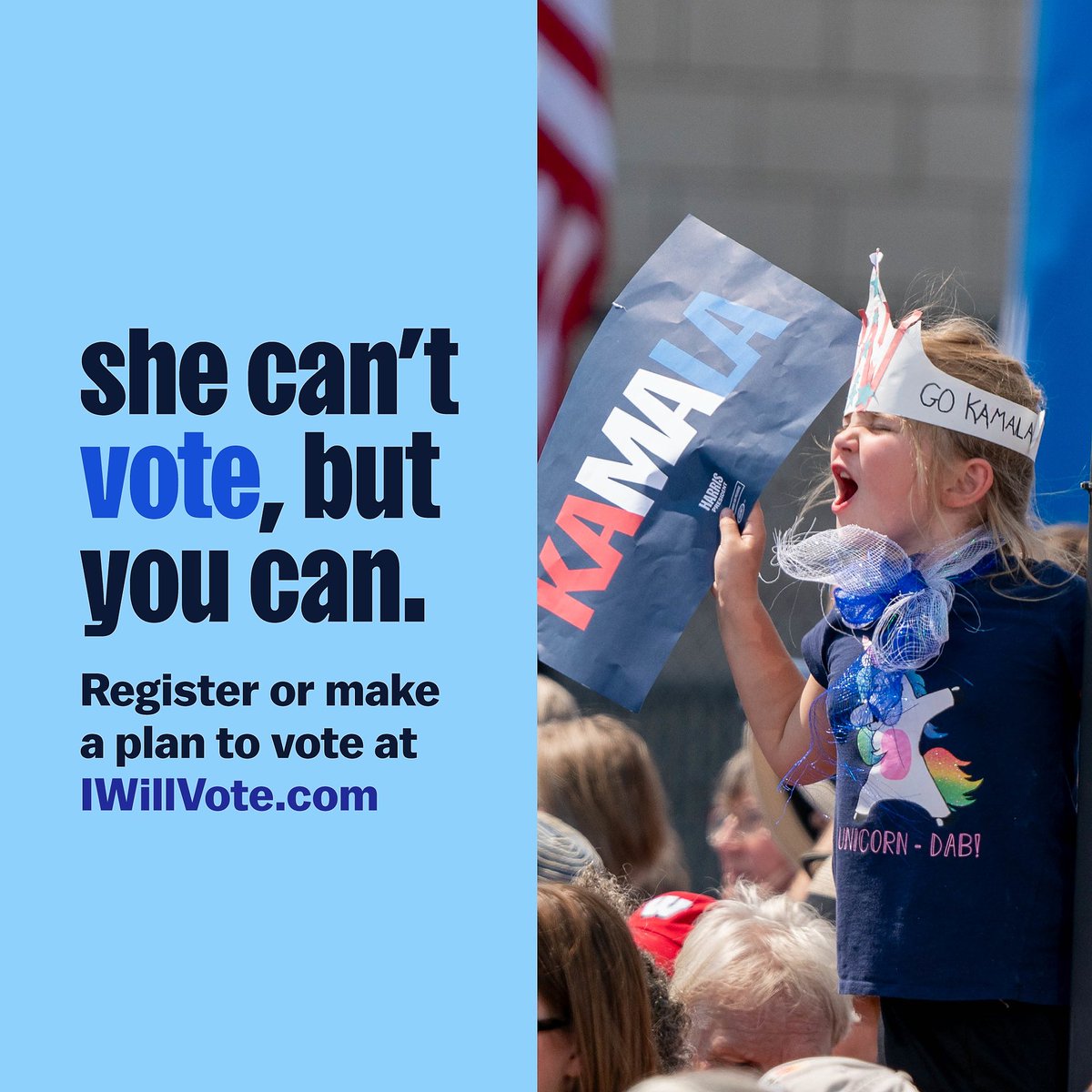 Our future generations are watching. Make a plan to vote: IWillVote.com